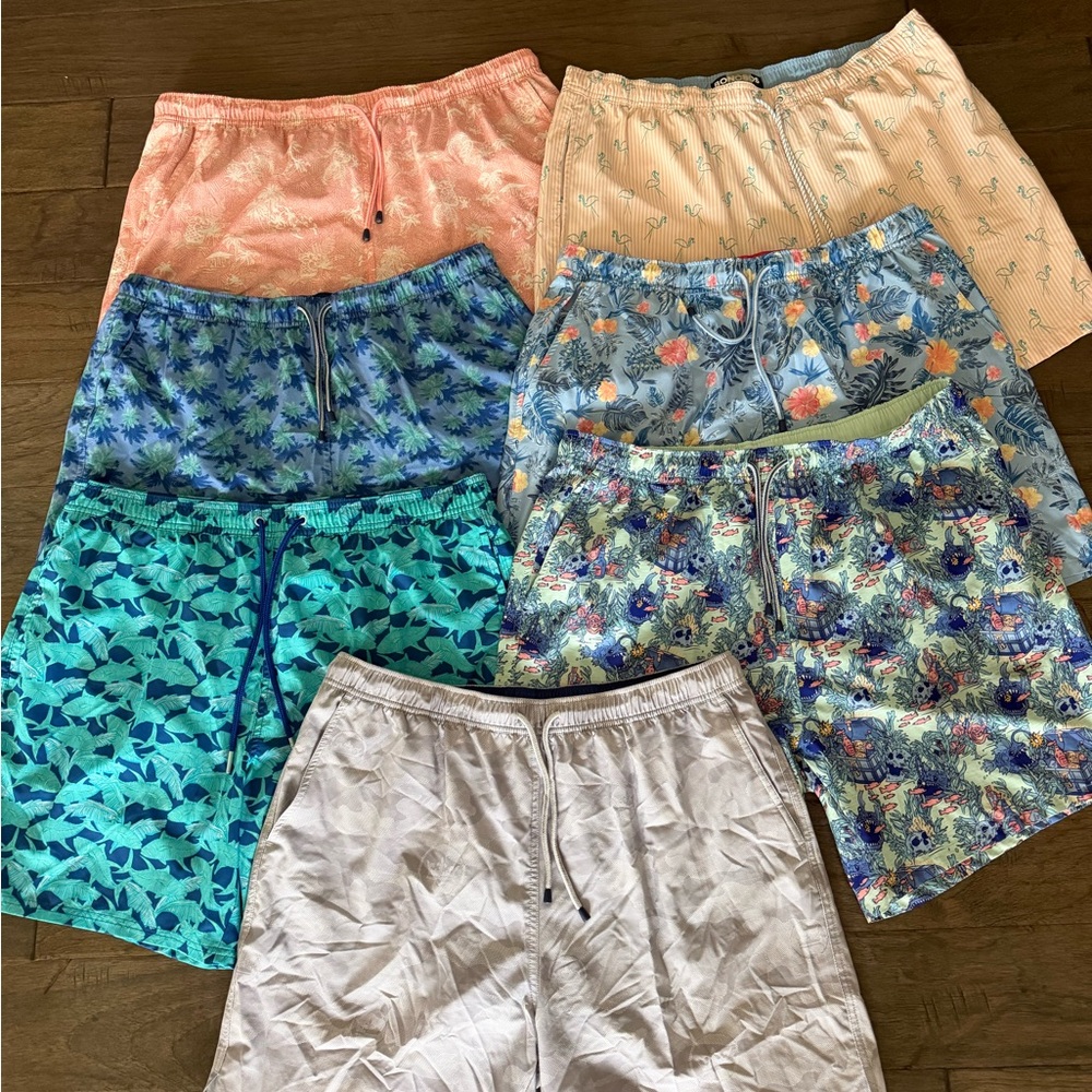 Peter Millar Men's Swim Trunk Lot in Peach, Coral, Blue, Teal, Lavender, Tan